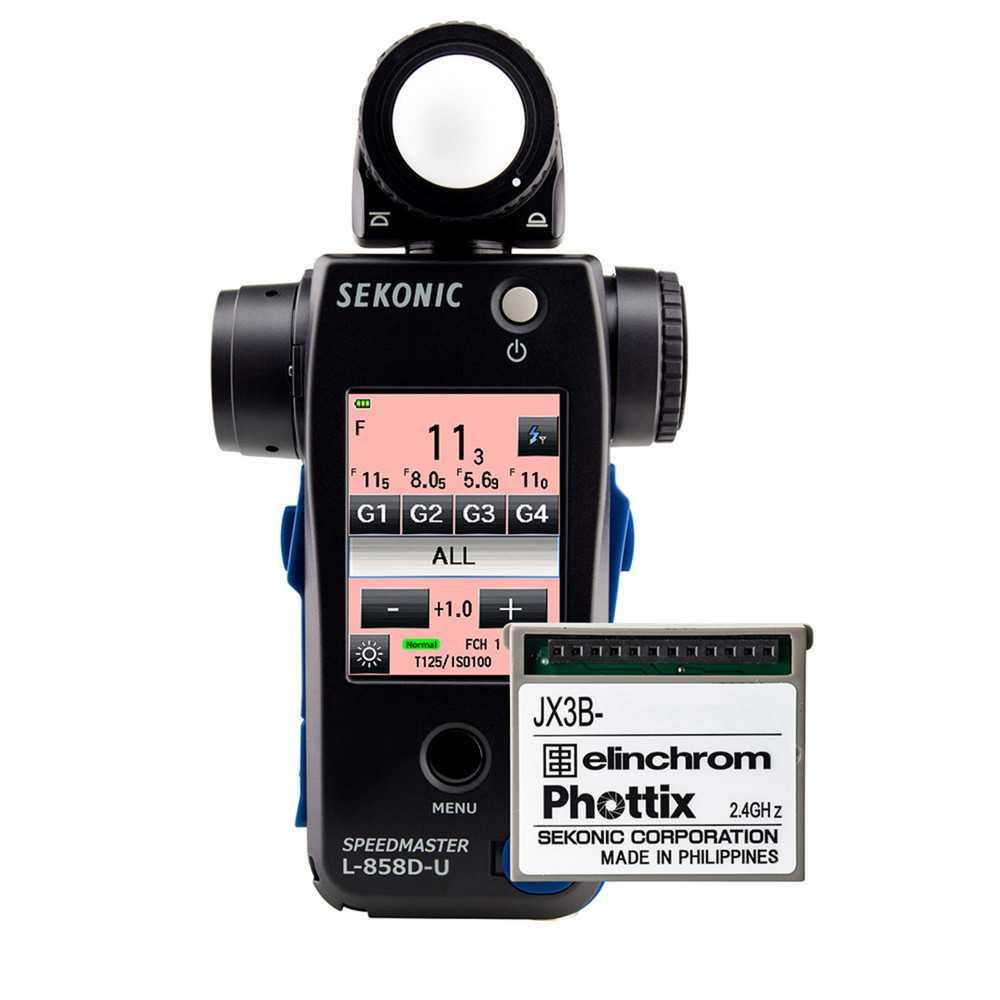 Spectromètre Sekonic Speedmaster L-858D-U avec émetteur Elinchrome et Phottix