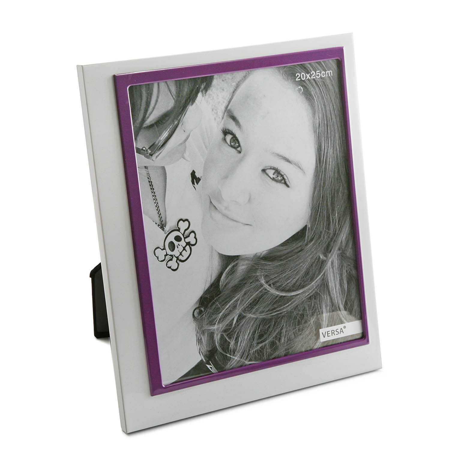 Cadre photo blanc / violet en aluminium 20x25