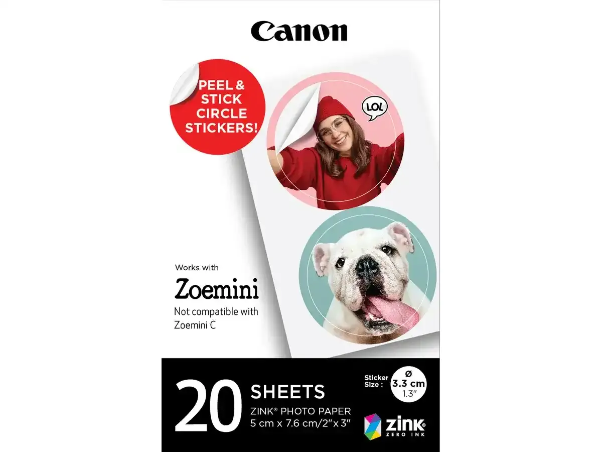 Pack d'autocollants ronds prédécoupés 33 mm Canon ZINK