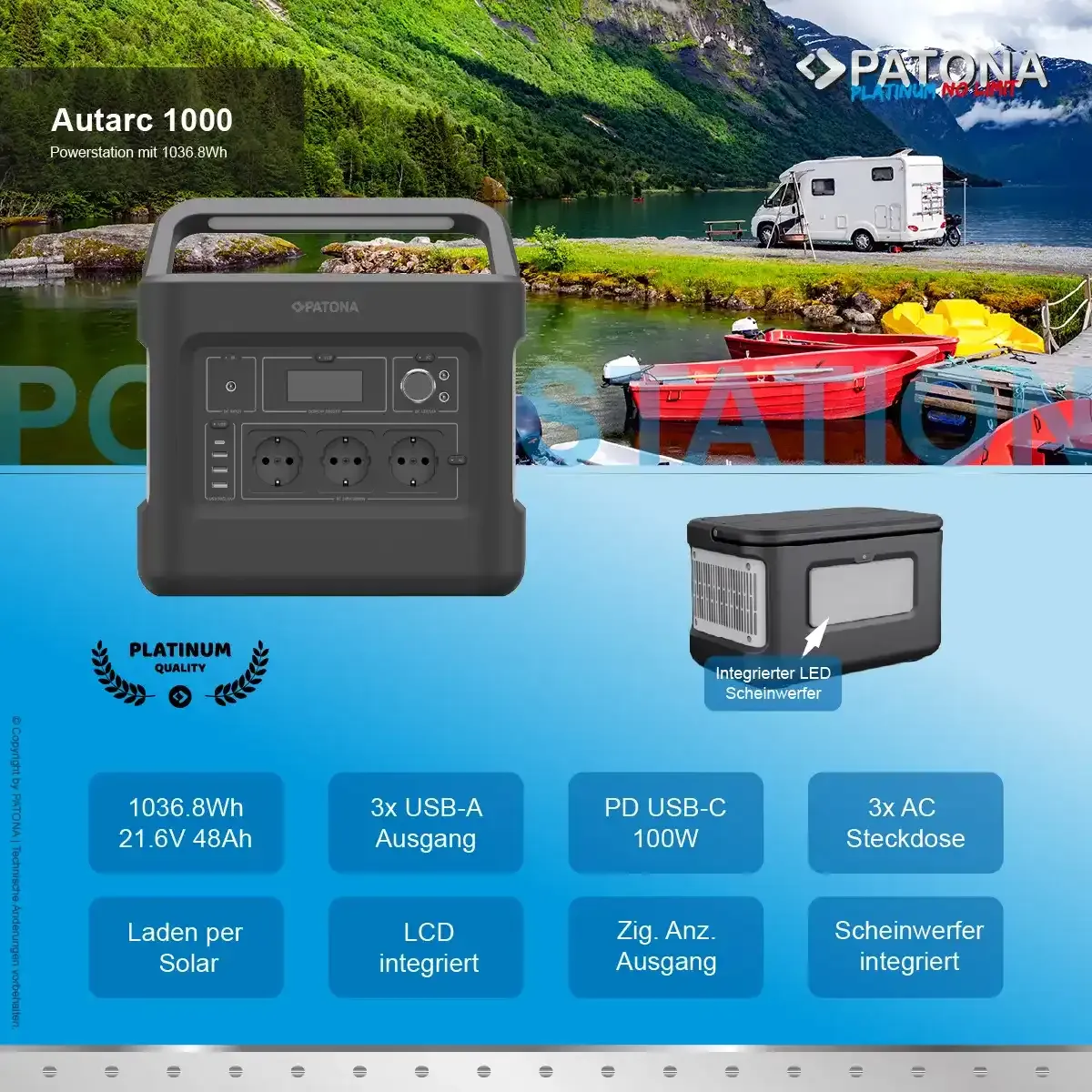 Patona Portable Powerstation 1000 Wh